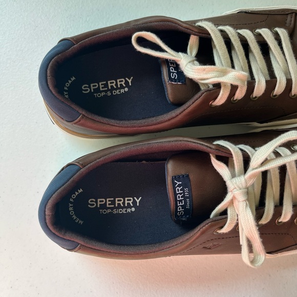 Sperry Unisex Harbor Tide Sneakers – Brown Faux Leather, Size 7M - Picture 3 of 10